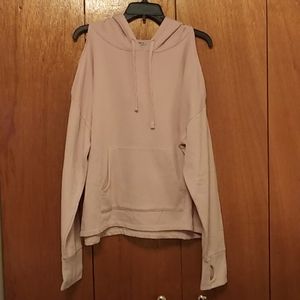 Forever 21 Cold Shoulder Hoodie with thumb holes. Size L. Color Pink.